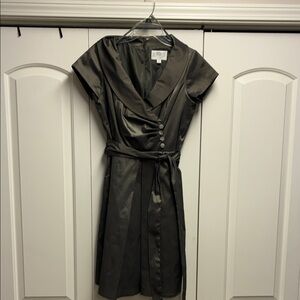 Julian Taylor Olive Satin Mini Dress